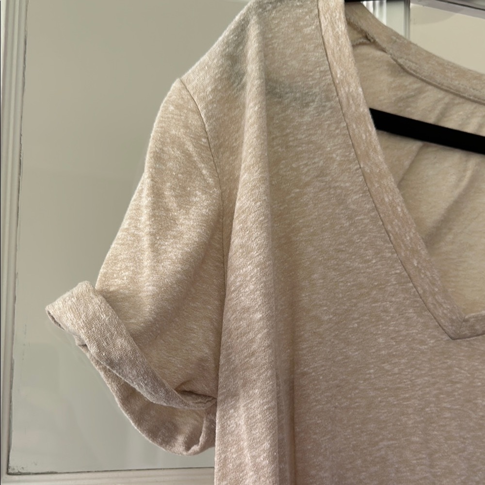 Z Supply Women's Beige V-Neck T-Shirt Dress - Picture 3 of 5